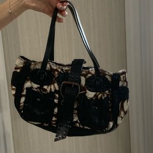 JAMIN PUECH Vintage Zebra Animal Faux Fur Print Buckle Purse